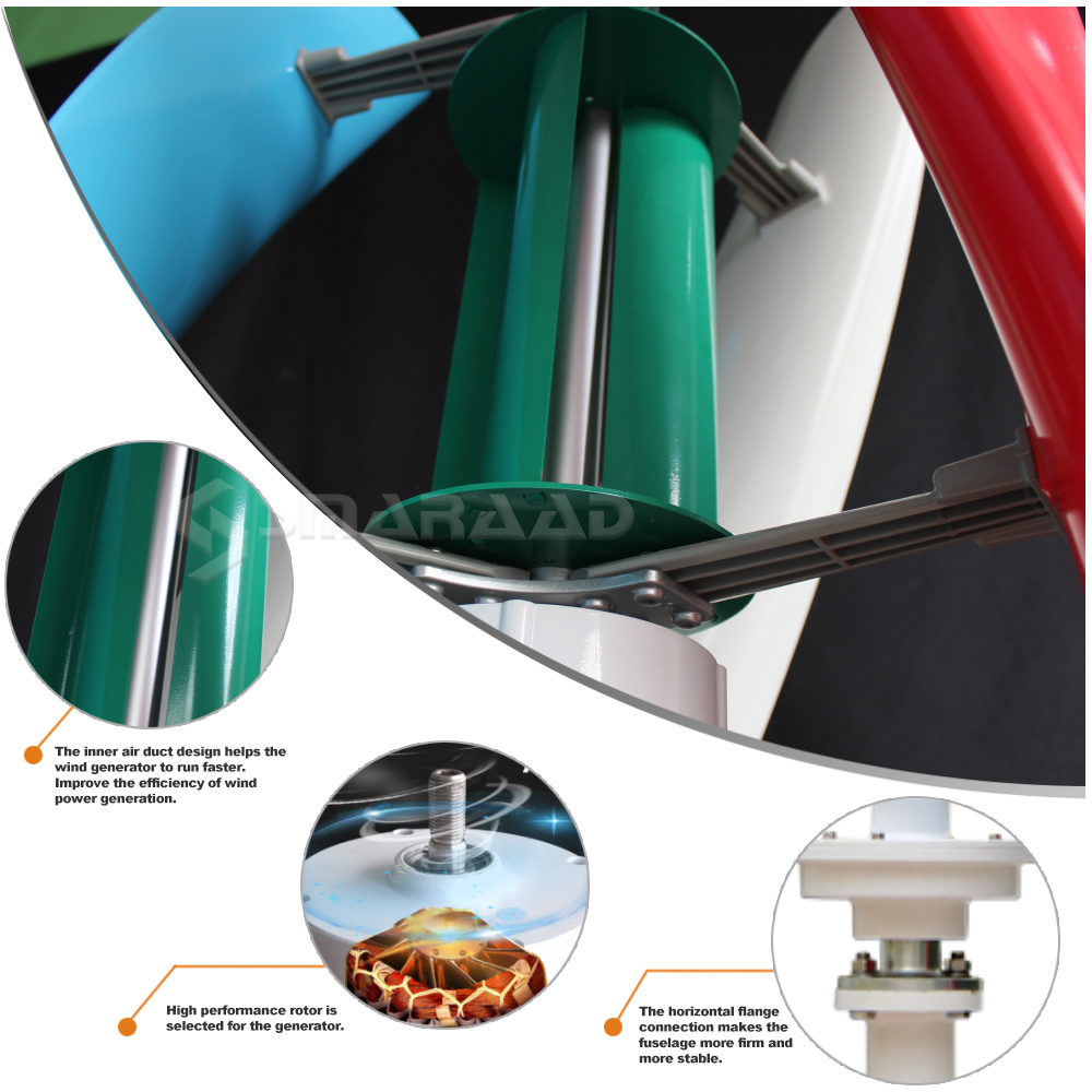 SMARAAD SX3 600W Wind Generator Inner Air Duct High Efficiency for Home Solar Hybrid Systems