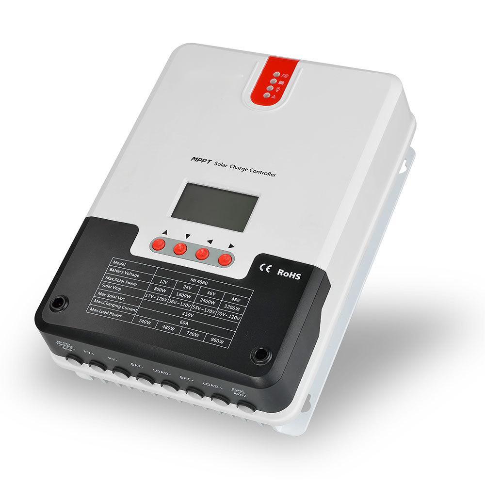 MPPT Solar Charge Controller ML4860 99.9% Efficiency LCD Display & LED Indicators for Off-Grid Solar Systems