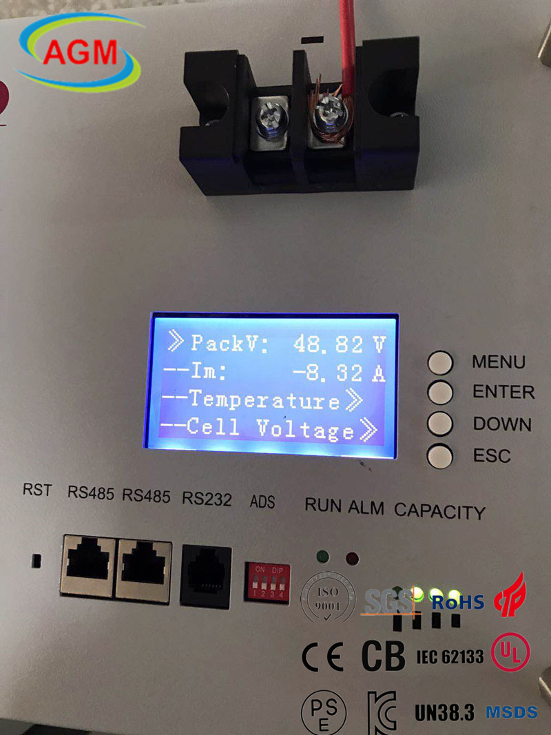 LiFePO4 Battery 48V 100Ah LCD Screen ISO MSDS for 5G Base Station Solar Rooftop Communication Backup