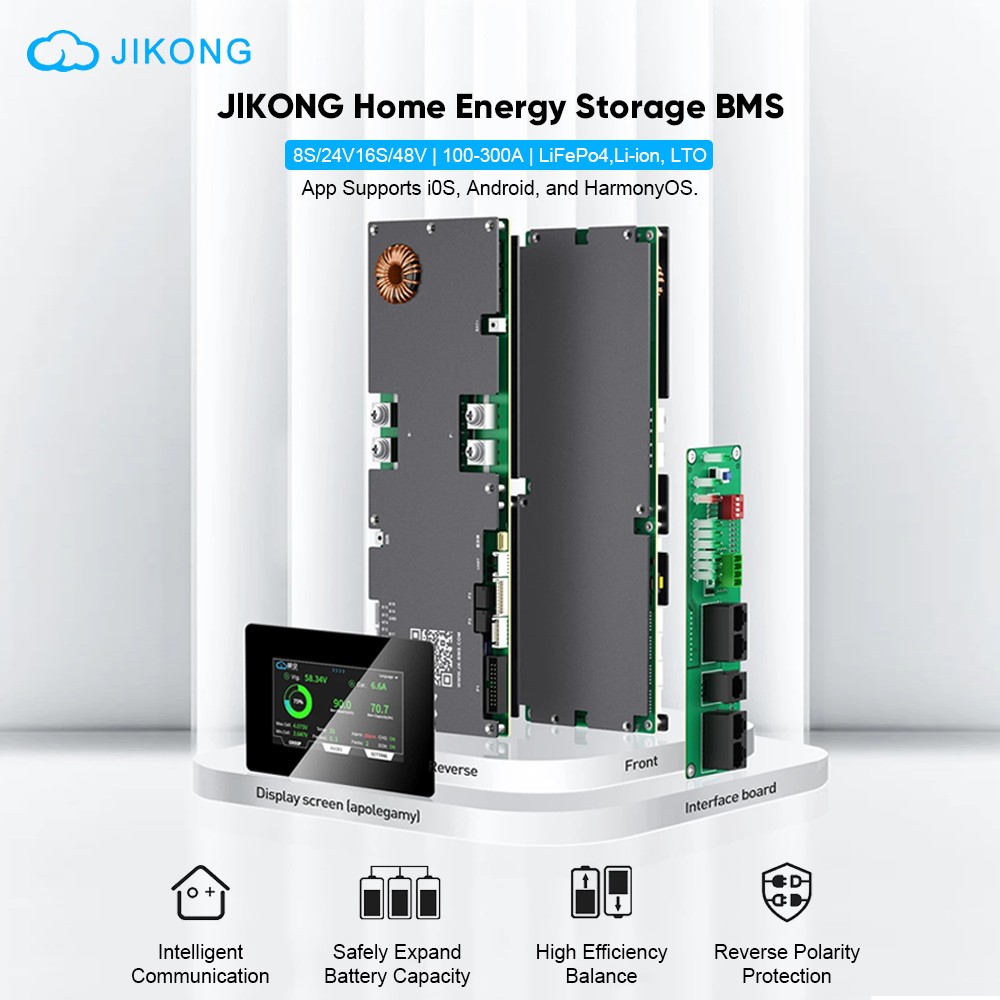 JK BMS 2025 New Arrival with Bluetooth 8S-16S 2A Active Balance for LiFePO4 Lithium Ion LTO Batteries