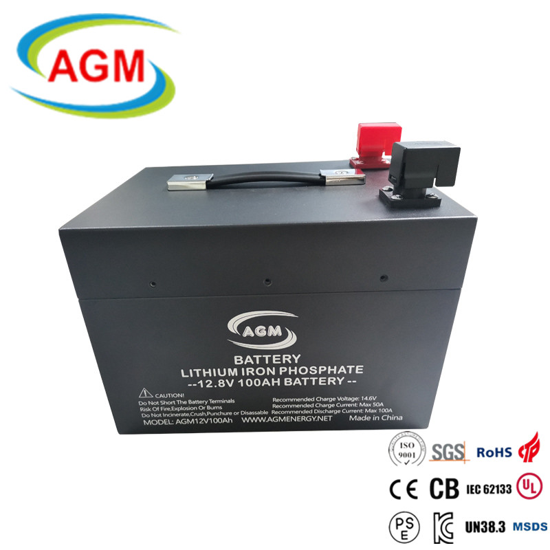 12V 100Ah LiFePO4 Battery High Safety Smart BMS 4S1P Solar Energy Storage System AGM Energy