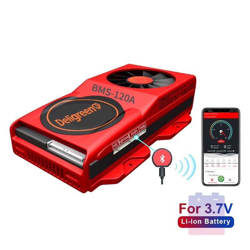 Smart BMS 16S 80A 100A 120A with Bluetooth & Fan for Lithium Battery Energy Storage Systems