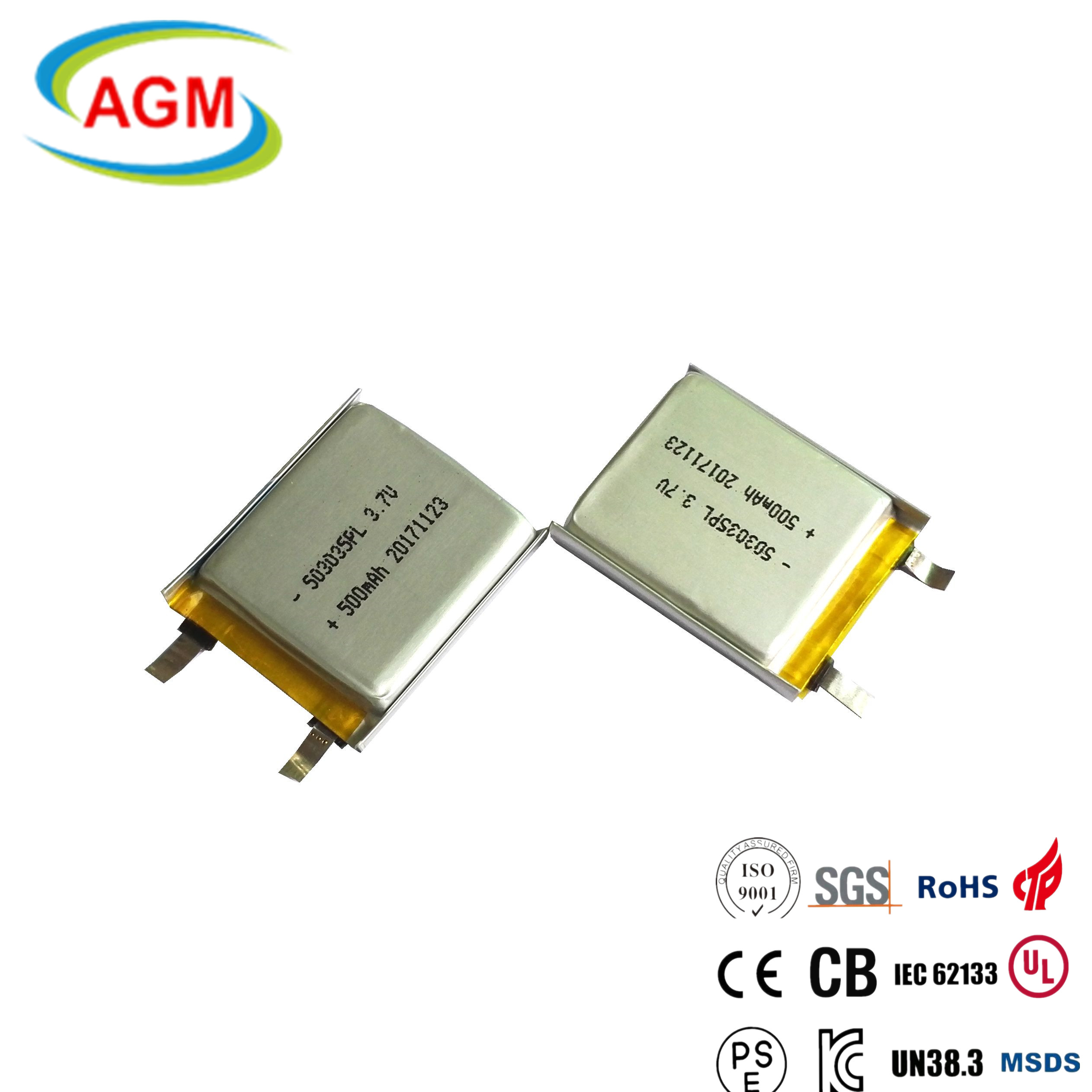 Bluetooth Headset/Wireless Earphone 503035PL 3.7V 500mAh CMN Lithium Polymer Battery High-Capacity Slim Design for Wearables and Audio Devices
