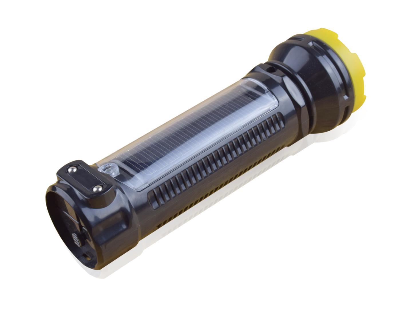 Solar Flashlight Single LED 0.5W 4V/0.2Ah Rechargeable Strong/Weak Light for Outdoor Emergency Lighting