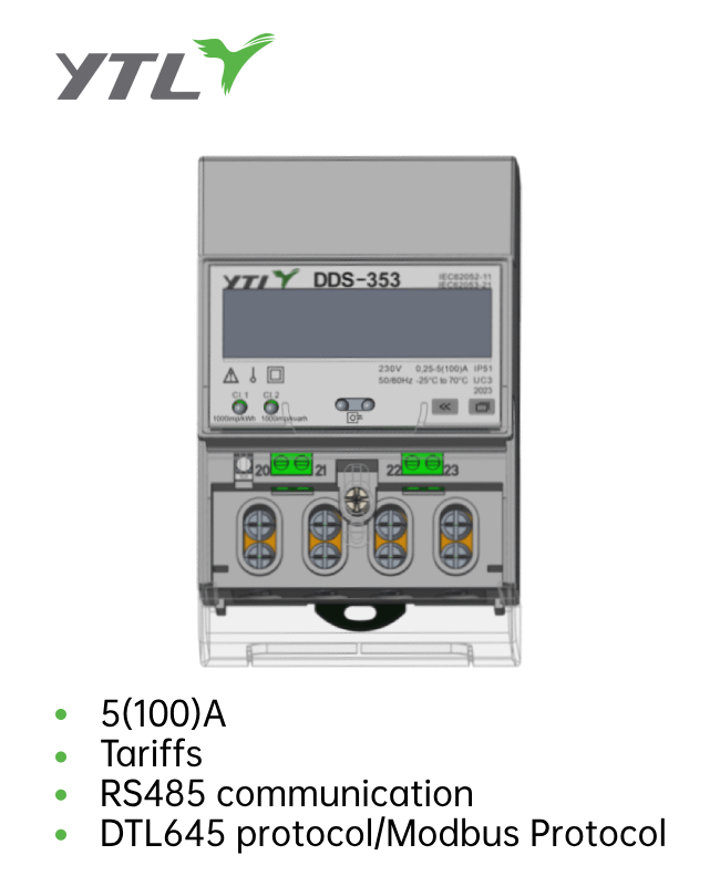 Single Phase Smart Meter RS485 Modbus/DLT645 Bidirectional Communication Rail Mount for Residential and Industrial Energy Monitoring