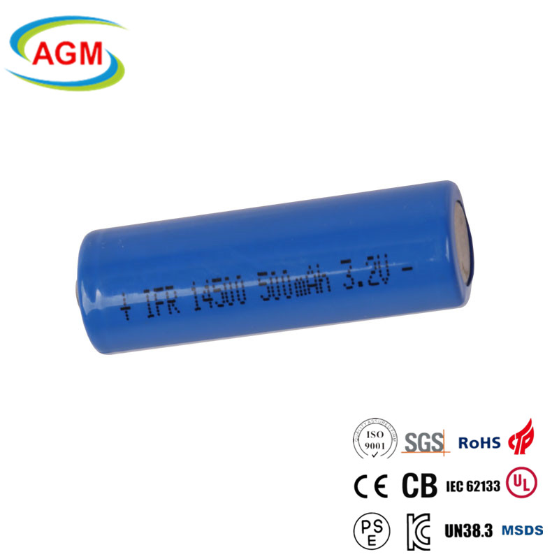 IFR 14500 500mAh 3.2V LiFePO4 Battery High Safety Rechargeable Long Cycle Life for Power Tools, E-Bikes, Solar Lighting AGM