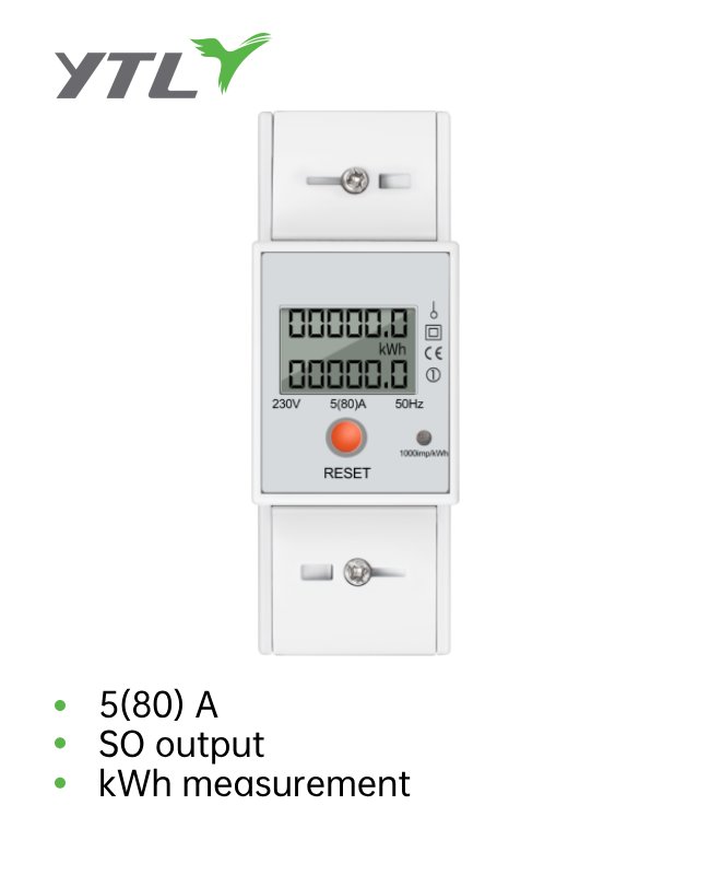 YTL MAX 80A Din-Rail 1 Phase 1W Digital Electric Energy Meter kWh Measurement LCD Display for Energy Monitoring YTL