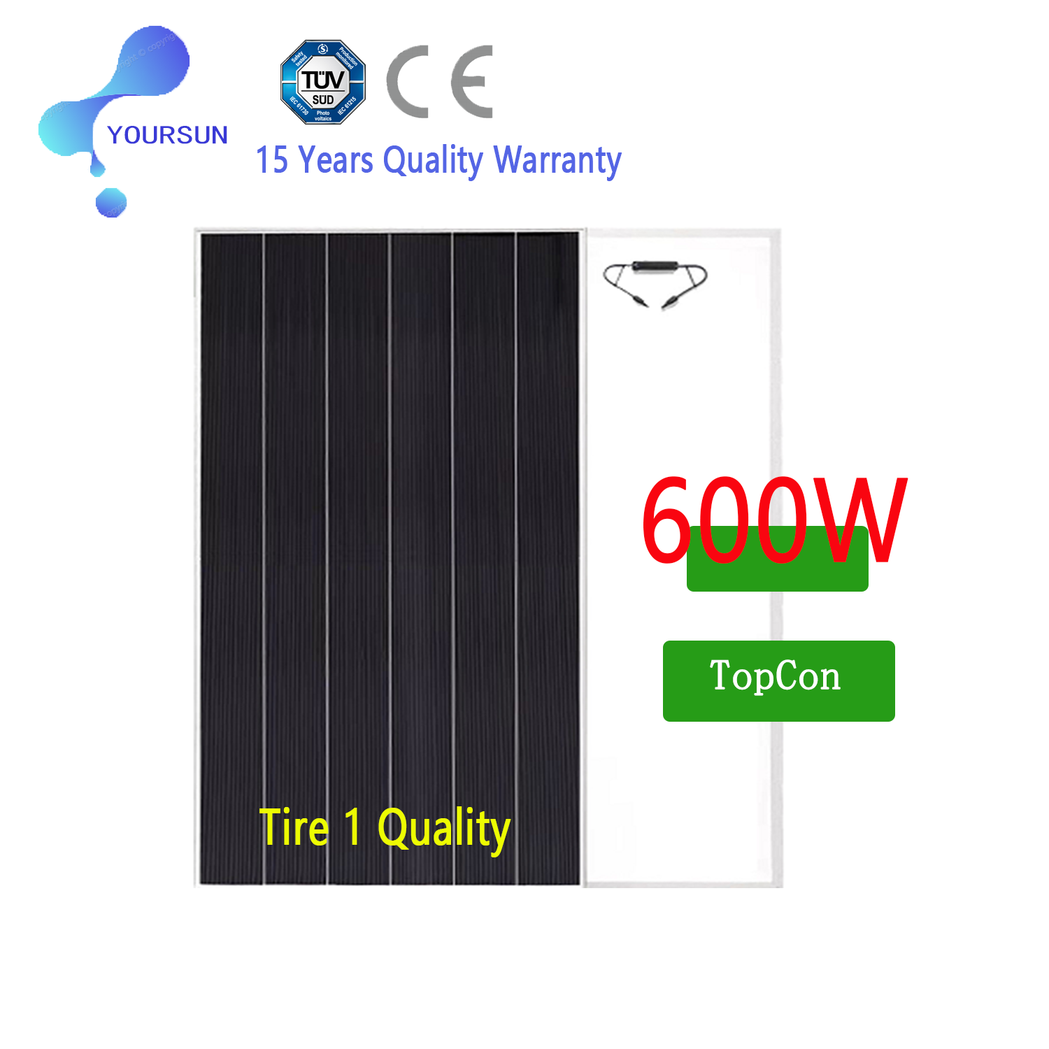 Solar Panel 600W N-Type 23.2% Efficiency Mono PV Module for Residential and Commercial Use