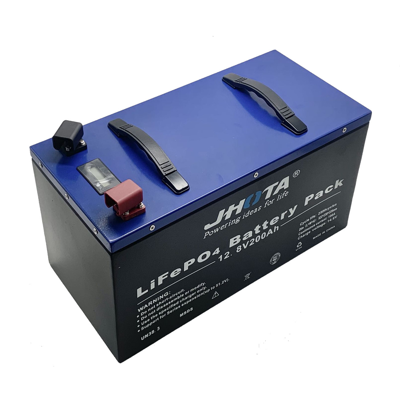 LiFePO4 Battery Pack 12.8V 200Ah High Cycle Life for Solar Energy Storage and RV Marine Use JHOTA