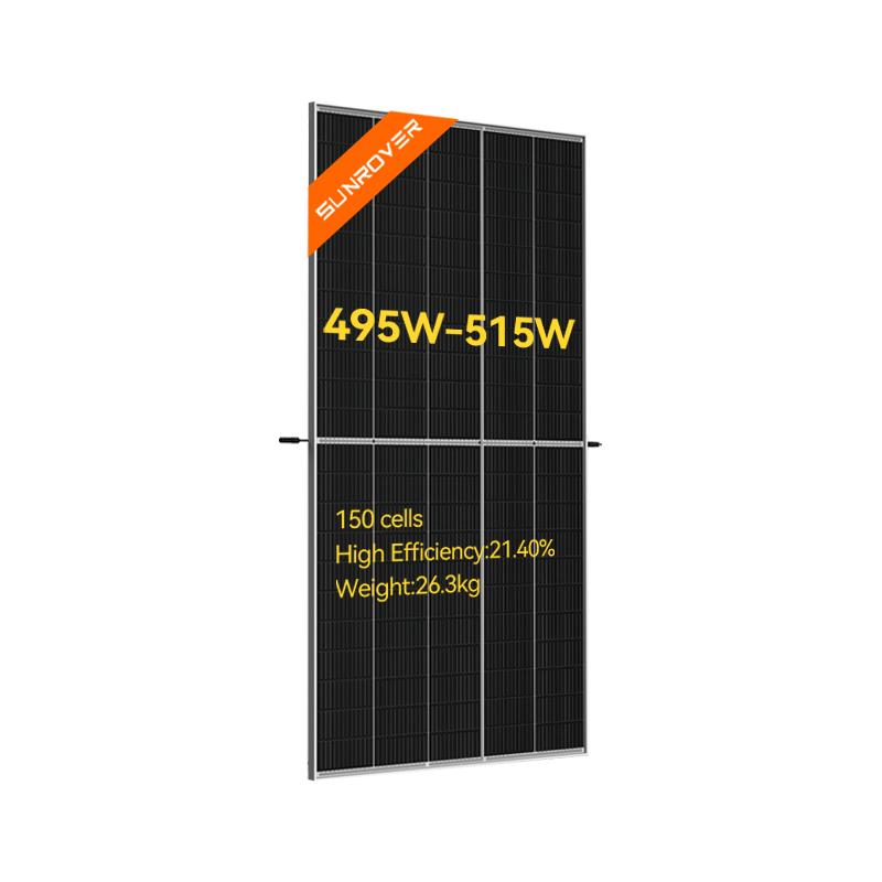 Solar Panel 495W-515W PERC Half Cell Bifacial Double Glass High Efficiency for Commercial and Residential Rooftop Sunrover