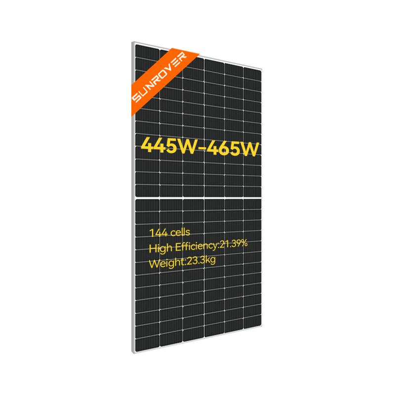 Solar Panel PERC MBB Half Cell 445-465W High Efficiency Bifacial Double Glass for Commercial Rooftop and Utility-Scale Sunrover