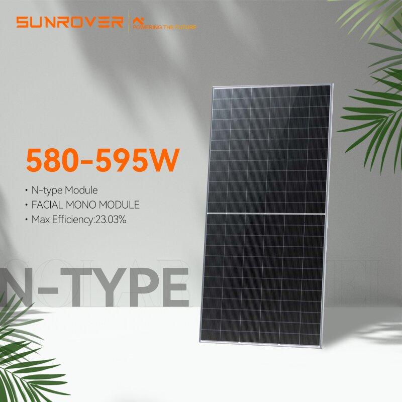 Solar Panel N Type 580W 595W High-Efficiency Photovoltaic Modules for Residential and Commercial PV Power Systems Sunrover