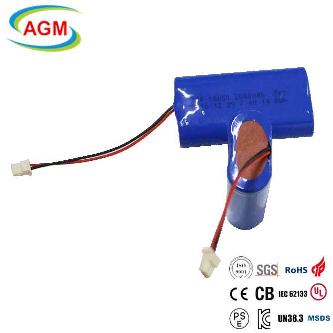 PSE ISO 2S1P ICR 18650 7.4V 2000mAh Lithium Battery High-Capacity Rechargeable for Barcode Scanners AGM