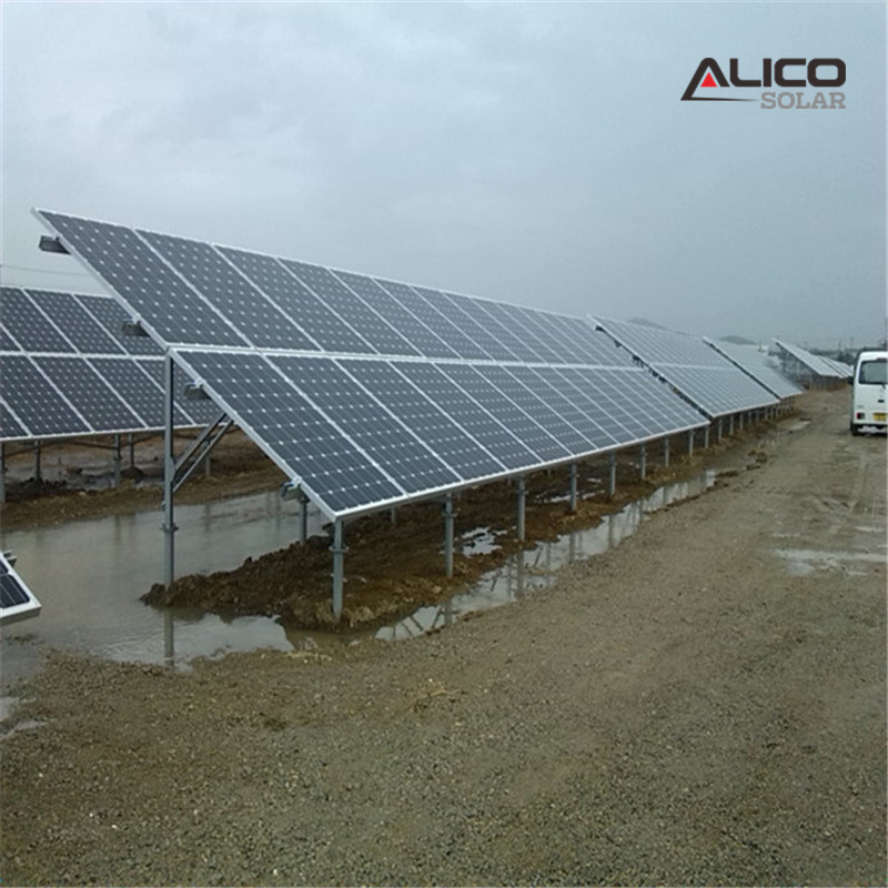 Ground Solar Mounting System 0°~60° Adjustable Vertical/Horizontal Installation for Open Field and Power Stations Alicosolar
