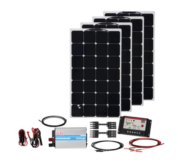 400W Caravan & Marine Kits High-Efficiency Flexible Solar Panels with 30A Controller and 500W Inverter for RV Boat Off-Grid Power