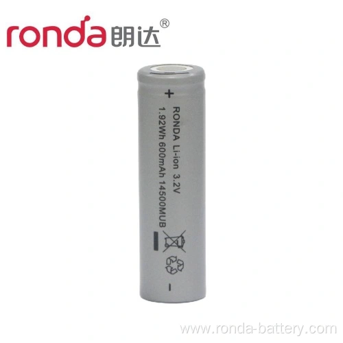 IFR14500-600mAh 3.2V Cylindrical LiFePO4 Battery Long Cycle Life & High Safety for Solar Storage, EVs, UPS RONDA