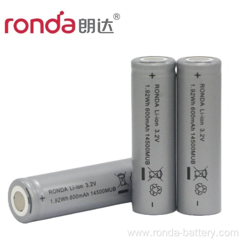 IFR14500-600mAh 3.2V Cylindrical LiFePO4 Battery Long Cycle Life & High Safety for Solar Storage, EVs, UPS RONDA