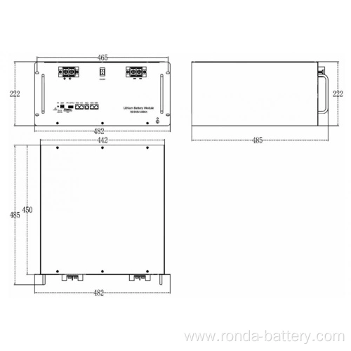 48V 100Ah LiFePO4 Battery Rack High-Capacity Solar Energy Storage System for Home and Off-Grid Use Ronda