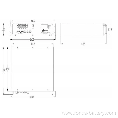 48V 50Ah LiFePO4 Battery Rack High-Capacity Home Energy Storage System for Solar Power Ronda