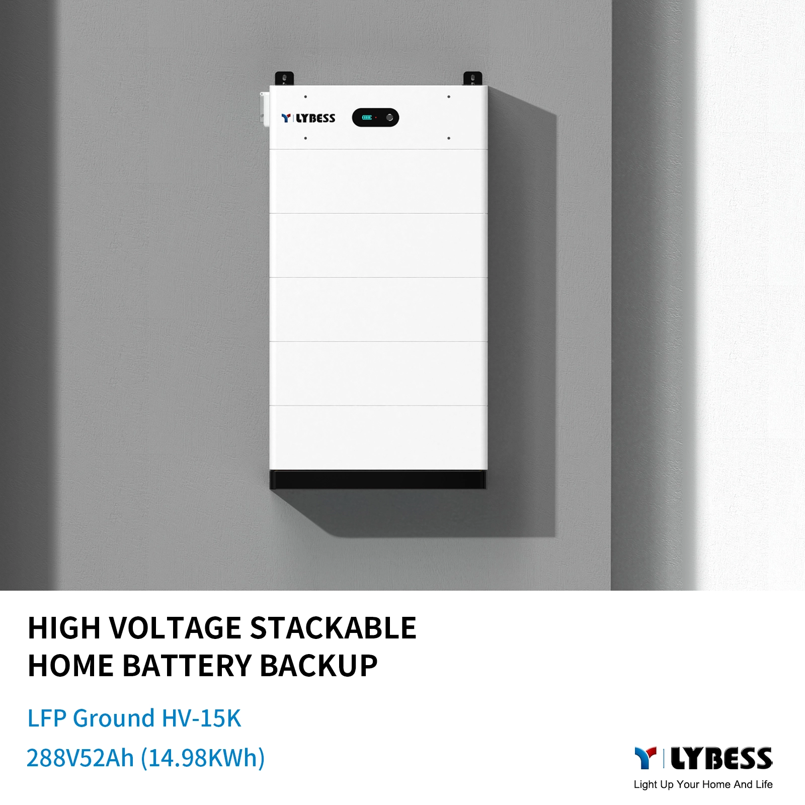 288V52Ah 15KWh High Voltage Stackable Battery LFP LiFePO4 for Home Energy Storage and Peak Shaving