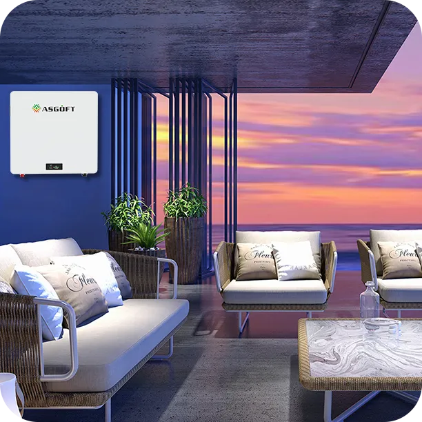 ASGOFT 5.12kWh Wall Mounted Battery 100Ah 51.2V 10000+ Cycles LiFePO4 for Commercial Solar Storage