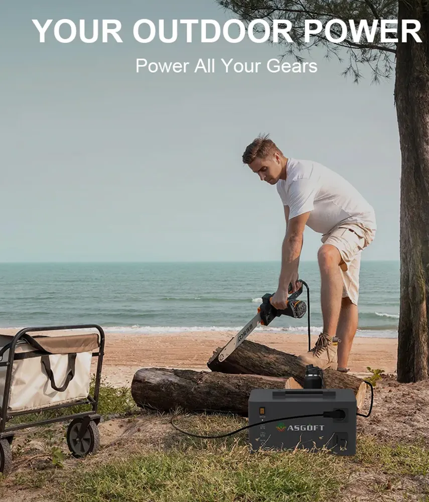 ASP-SOLAR-POWER-1200 LiFePO4 947.2Wh 1200W Portable Power Station for Camping Outdoor Off-Grid Use