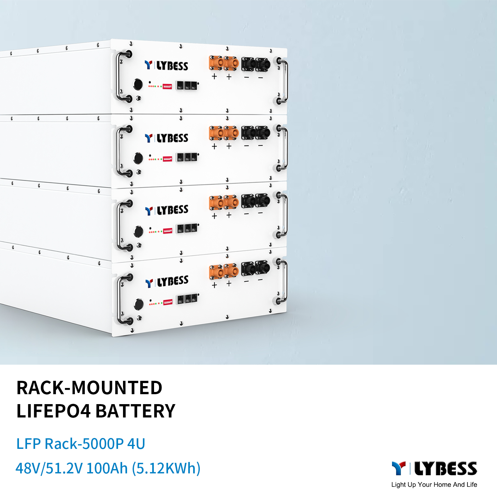 48V Lithium Iron Phosphate Rack Battery 100Ah 5kWh for Energy Storage Systems LYBESS