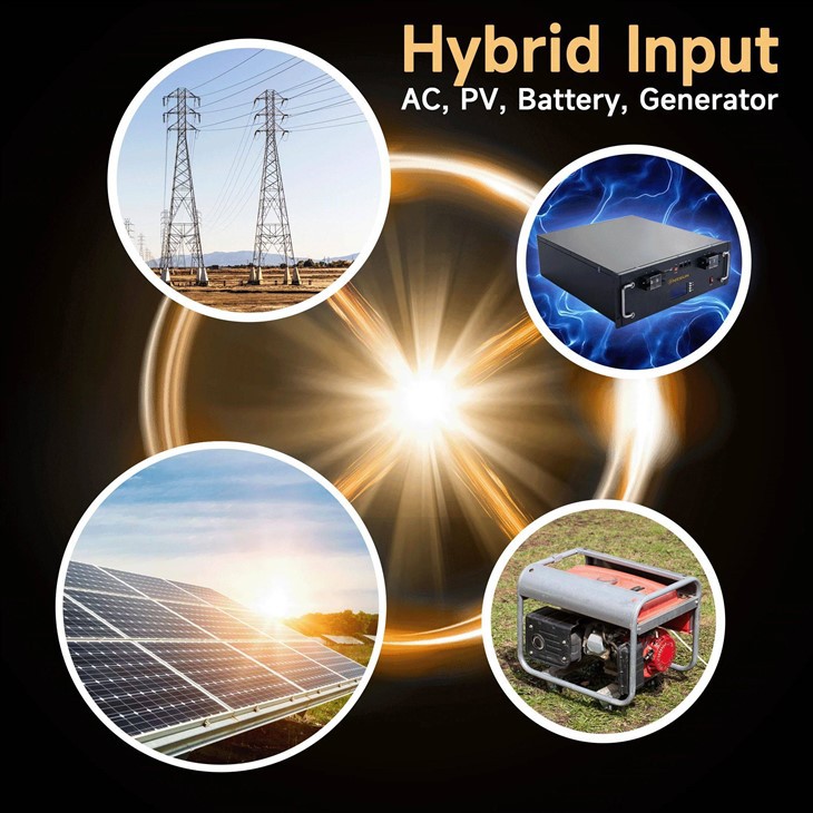Solar Power Inverter Hybrid Off Grid 5KW/6KW Pure Sine Wave MPPT 3x Surge Capacity for Home Farm Industrial Use