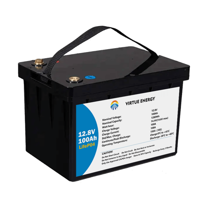 12V 100Ah Lithium Ion Battery LiFePO4 Long Life Cycle Deep Cycle for Solar Storage RV UPS Virtue