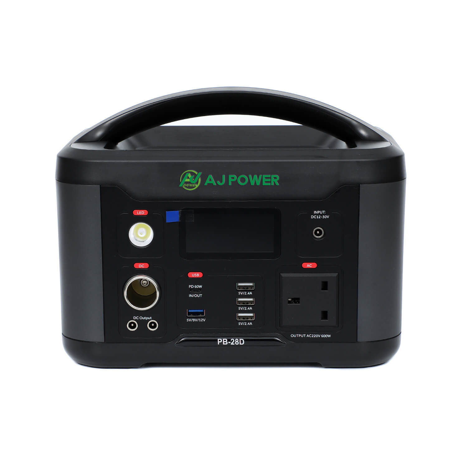 AJPB-28 12-24V 600W High Power Portable Power Supply with 626Wh Battery, Sine Wave Inverter for Outdoor Camping, Solar Charging Compatible – AJPOWER