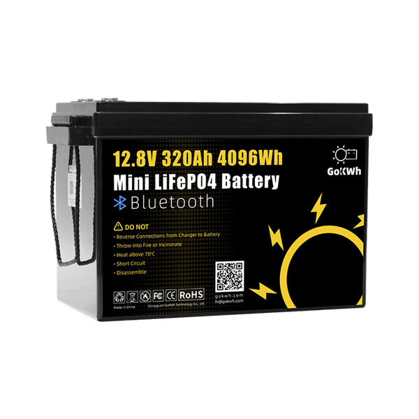 LiFePO4 Battery 12V 320Ah Built-in Bluetooth for RV Marine Home Energy Storage GoKWh