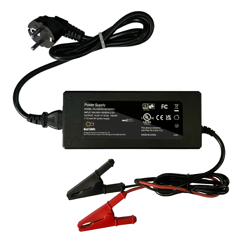 GoKWh 12V (14.8V) 10A AC To DC LiFePO4 Battery Charger High-Efficiency Fast Charging for Solar Energy and Off-Grid Systems