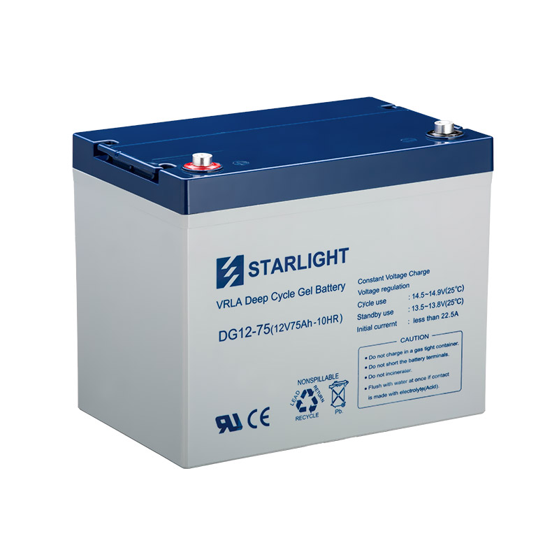 DG12-75(12V75Ah-10HR) Deep Cycle GEL Battery 400 Cycles 100% DOD Off-Grid Solar Storage Starlite Power