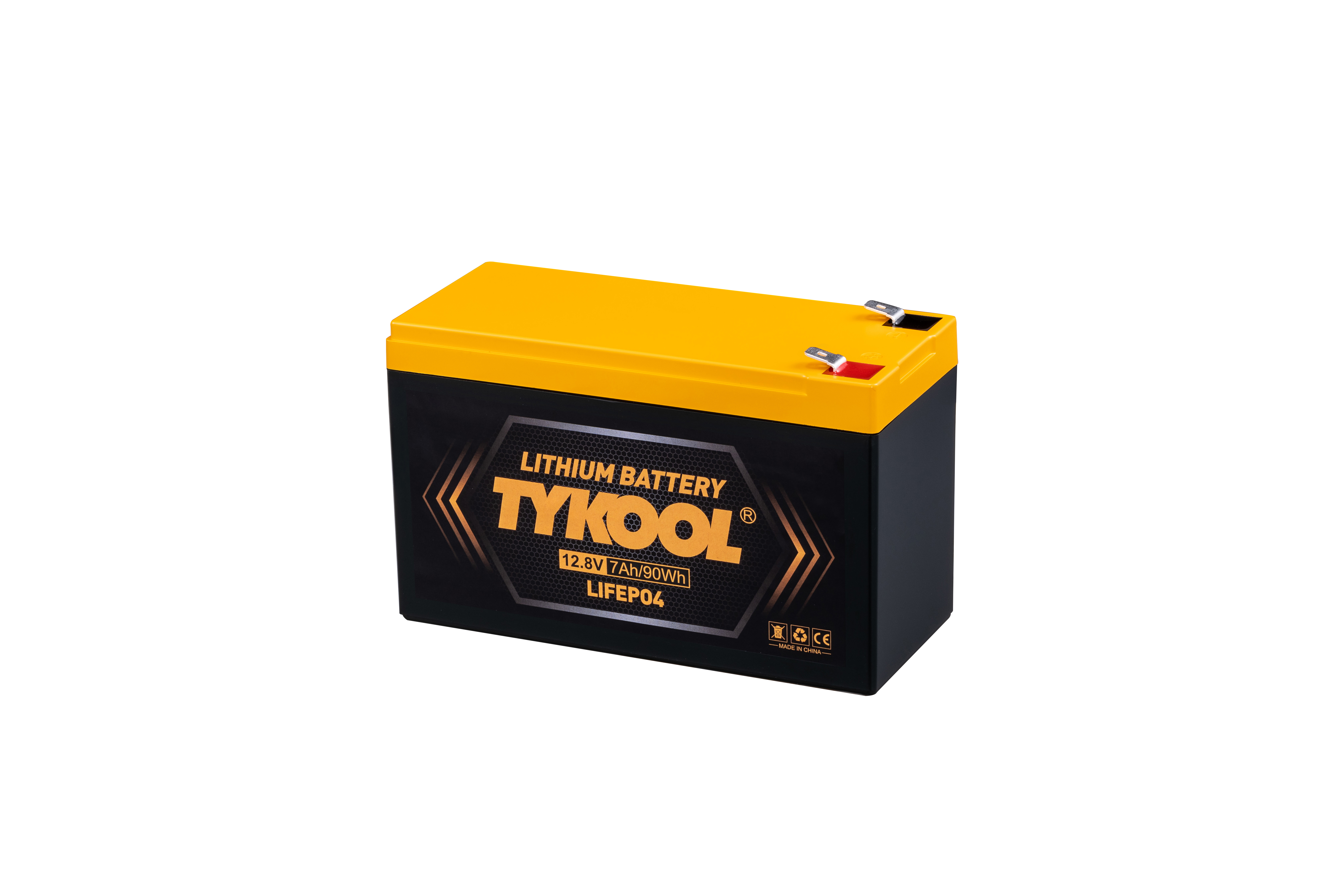 12.8V / 12V 7Ah LiFePO4 Lithium Battery Compact Lightweight Drop-in Replacement for Lead-Acid in RVs, Boats, and Solar Systems TYKOOL