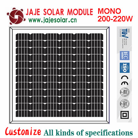 200-220W Mono Solar Module High-Efficiency Monocrystalline PV Panel for Residential and Commercial Use JAJE