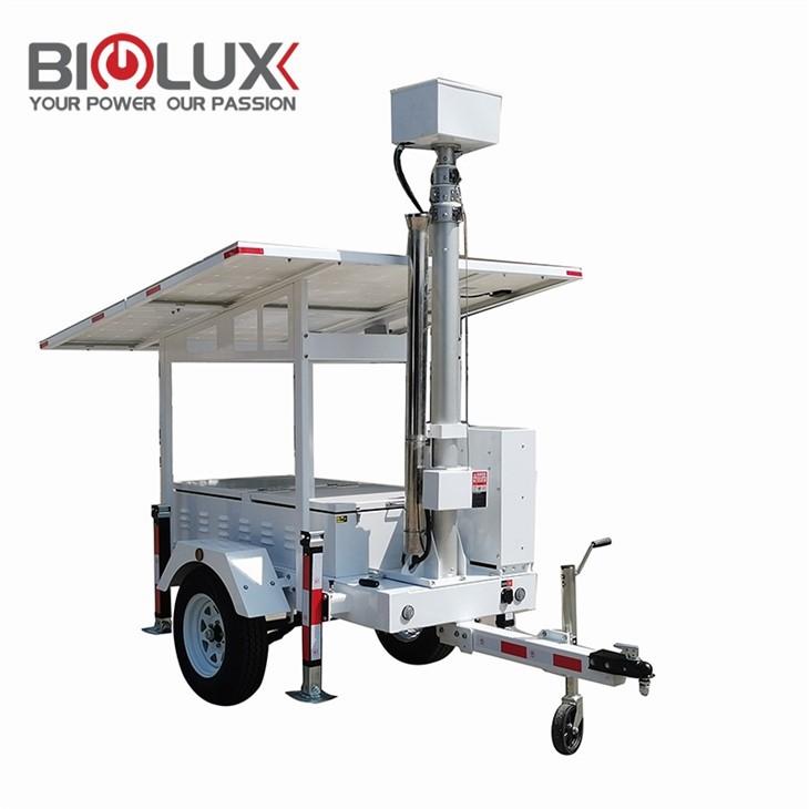 Mobile Solar Surveillance Trailer with Multifunctional Camera Portable Off-Grid Security Lighting for Construction Sites and Emergency Response BIGLUX