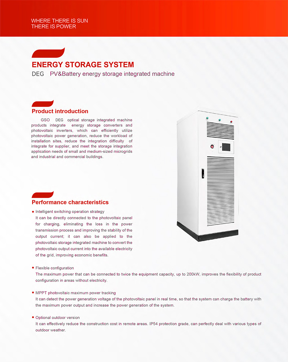 DEG PV&Battery Energy Storage Integrated Machine All-in-One Solar Inverter with Hybrid Converter for Commercial and Industrial Microgrids GSO