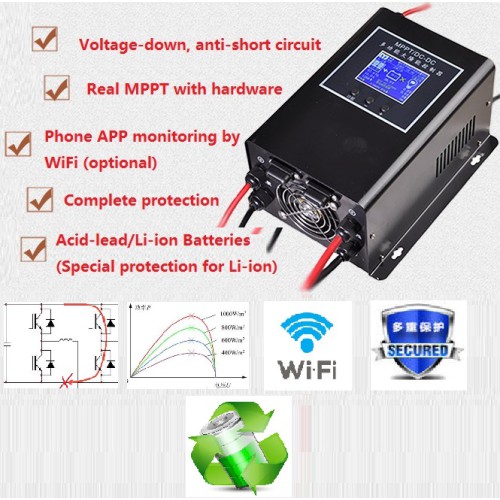 MPPT Charge Controller 65A 12V/24V/36V/48V Real MPPT Technology with 99.9% Efficiency for Solar PV Systems CH-Power