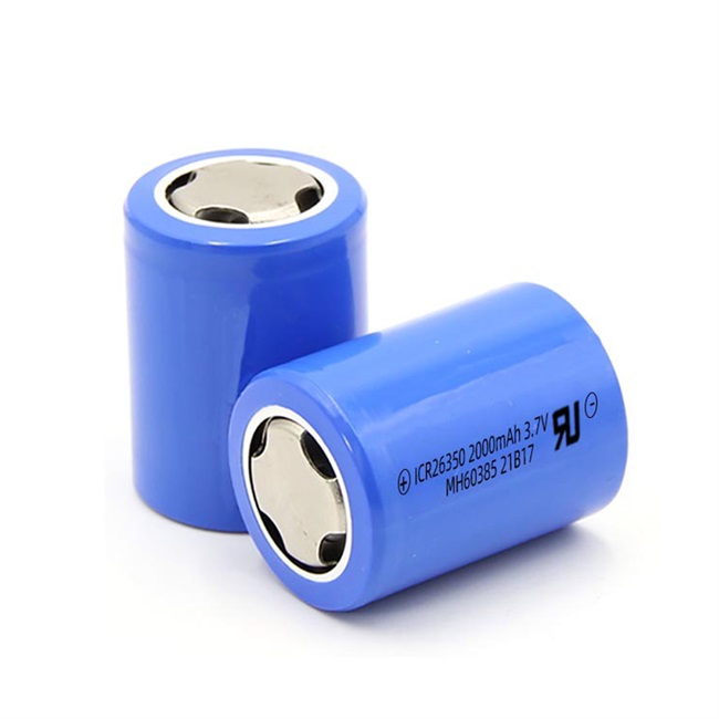 26350 Lithium-ion Battery 2Ah 3.7V High Capacity Long Cycle Life for Flashlights, Bluetooth Devices, Cameras, Solar Lights