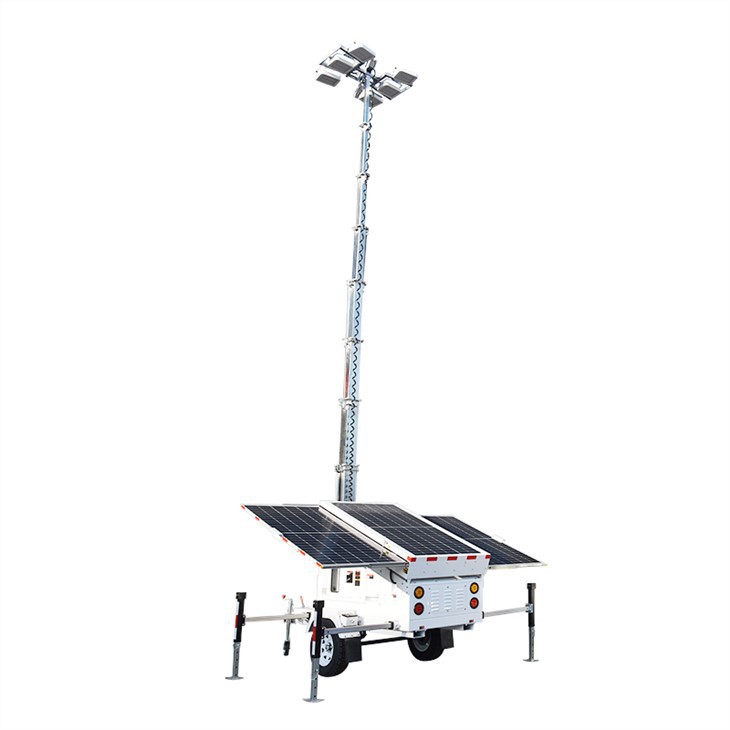 Manual Lifting Mast Mobile Solar Light Tower with Manual Rotary Handle Operation for Outdoor Lighting Projects BIGLUX