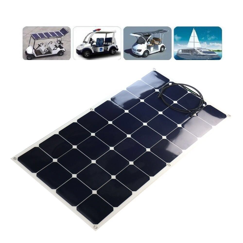 50W Renewable Energy Flexible Monocrystalline Photovoltaic Solar Module High Efficiency 23.7% Lightweight for RV Boat Camping Trailer Yacht