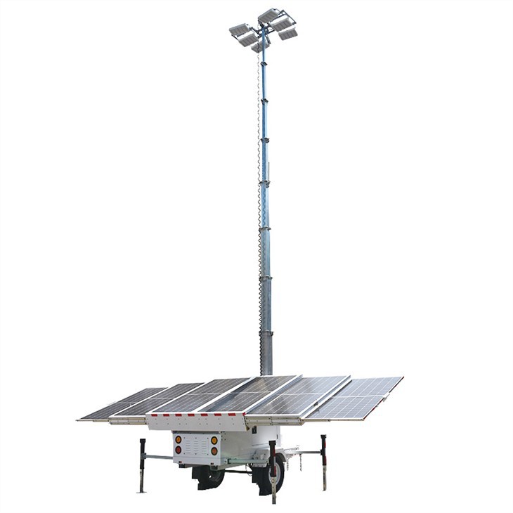 Hexagonal Solar Panel Mobile Solar LED Light Tower Portable Off-Grid Lighting for Construction Sites and Events BIGLUX