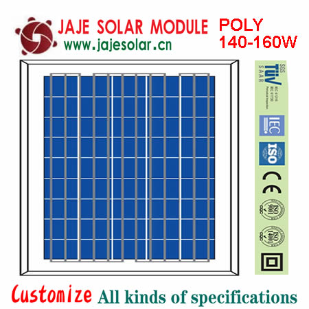 140-160W Poly Solar Module High-Efficiency 156x156 Cells for Residential and Commercial PV Systems JAJE
