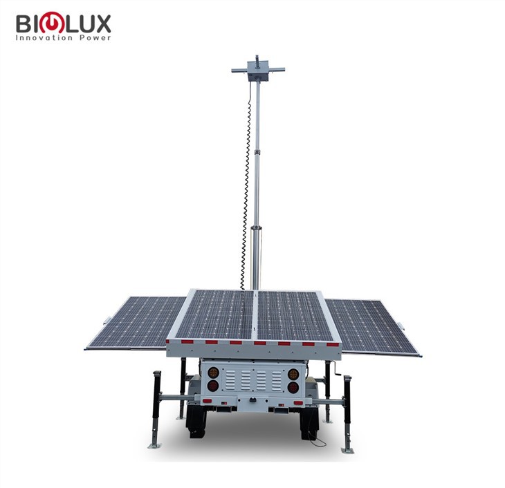 Solar Power Trailer System With CCTV Camera Off-Grid Surveillance for Construction Sites and Remote Security Monitoring