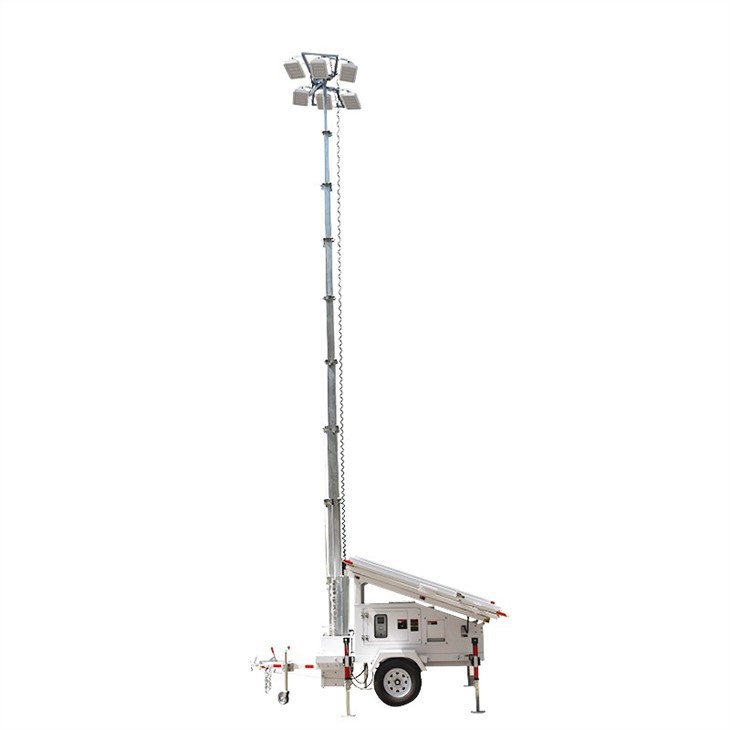 Hexagonal Solar Panel Mobile Solar LED Light Tower Portable Off-Grid Lighting for Construction Sites and Events BIGLUX