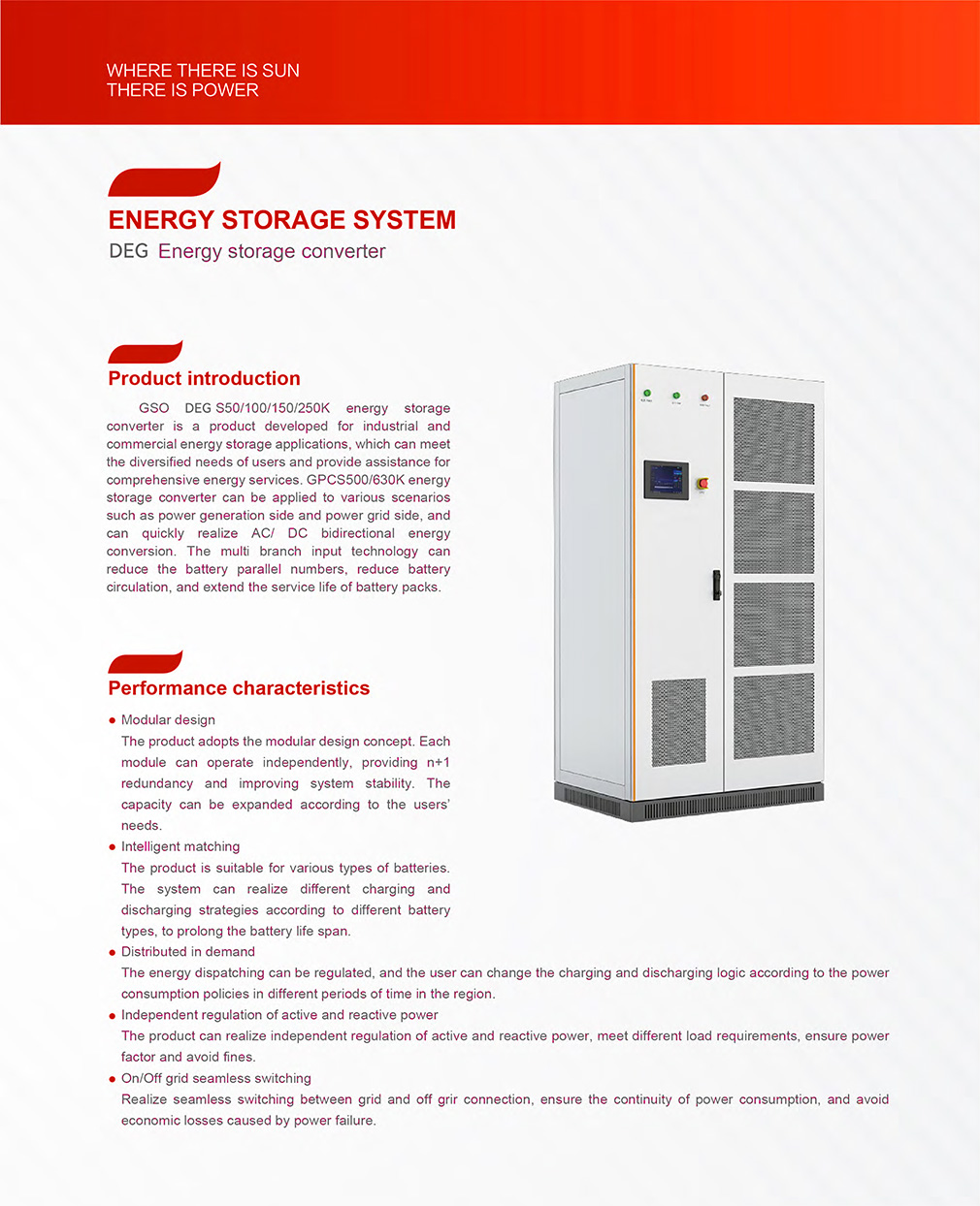 DEG Energy Storage Converter 50/100/150/250K Multi-Branch Input for Industrial & Commercial Applications GSO