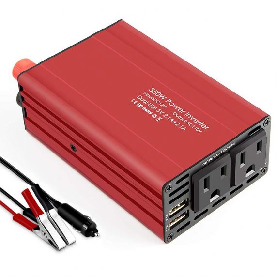 300W Modified Sine Wave Inverter 12V to 110V/120V Dual AC USB Output for Car RV Camping Travel with Overload Protection