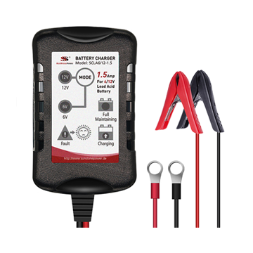 Battery Charger 6V 12V 1.5A LED Display Auto Maintenance Mode for Car Motorcycle WET AGM Gel Sunstone Power