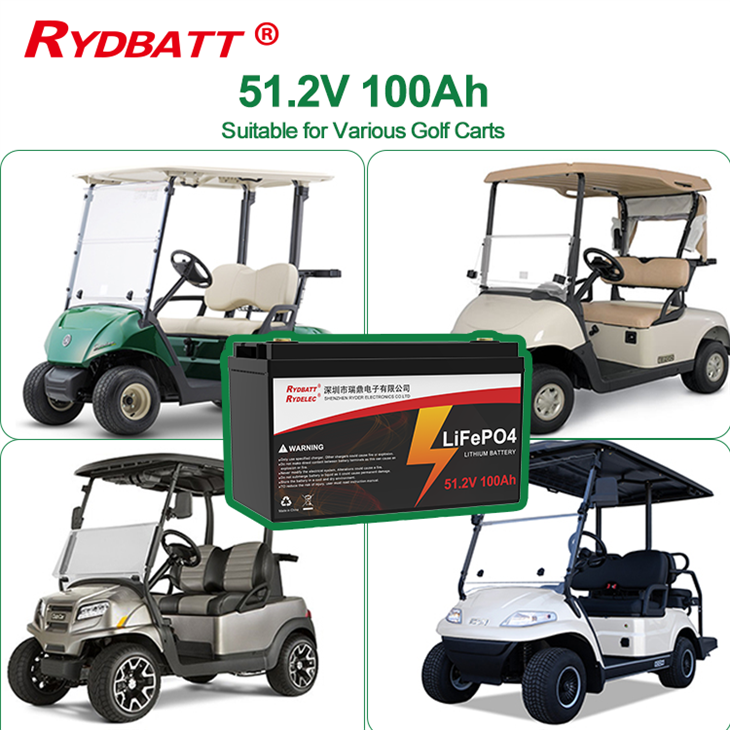 RYD51100 51.2V 100Ah Battery LiFePO4 5.1kWh High Cycle Life for Golf Carts and Low-Speed Vehicles Ryder