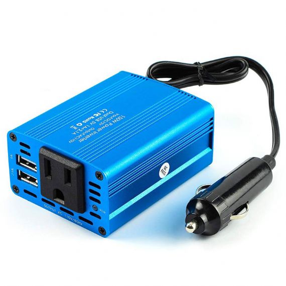 150W Auto Inverter 12V to 110V Dual USB Car Power Converter for Travel Camping Outdoor Use